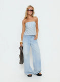 Elery Strapless Top Blue Stripe