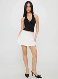 Drisana Tie Detail Embroidered Mini Skirt White