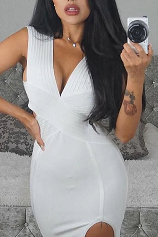Pia Bandage Dress White Pearl