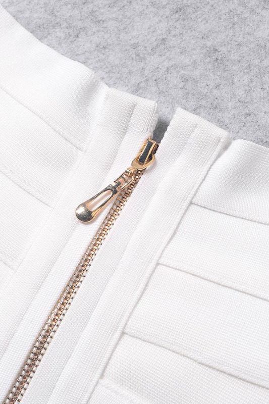 Cindy Bandage Off Shoulder Crop Top White Pearl