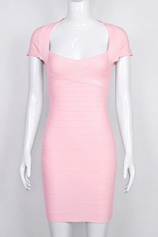 Miranda Bandage Mini Dress Dusty Pink