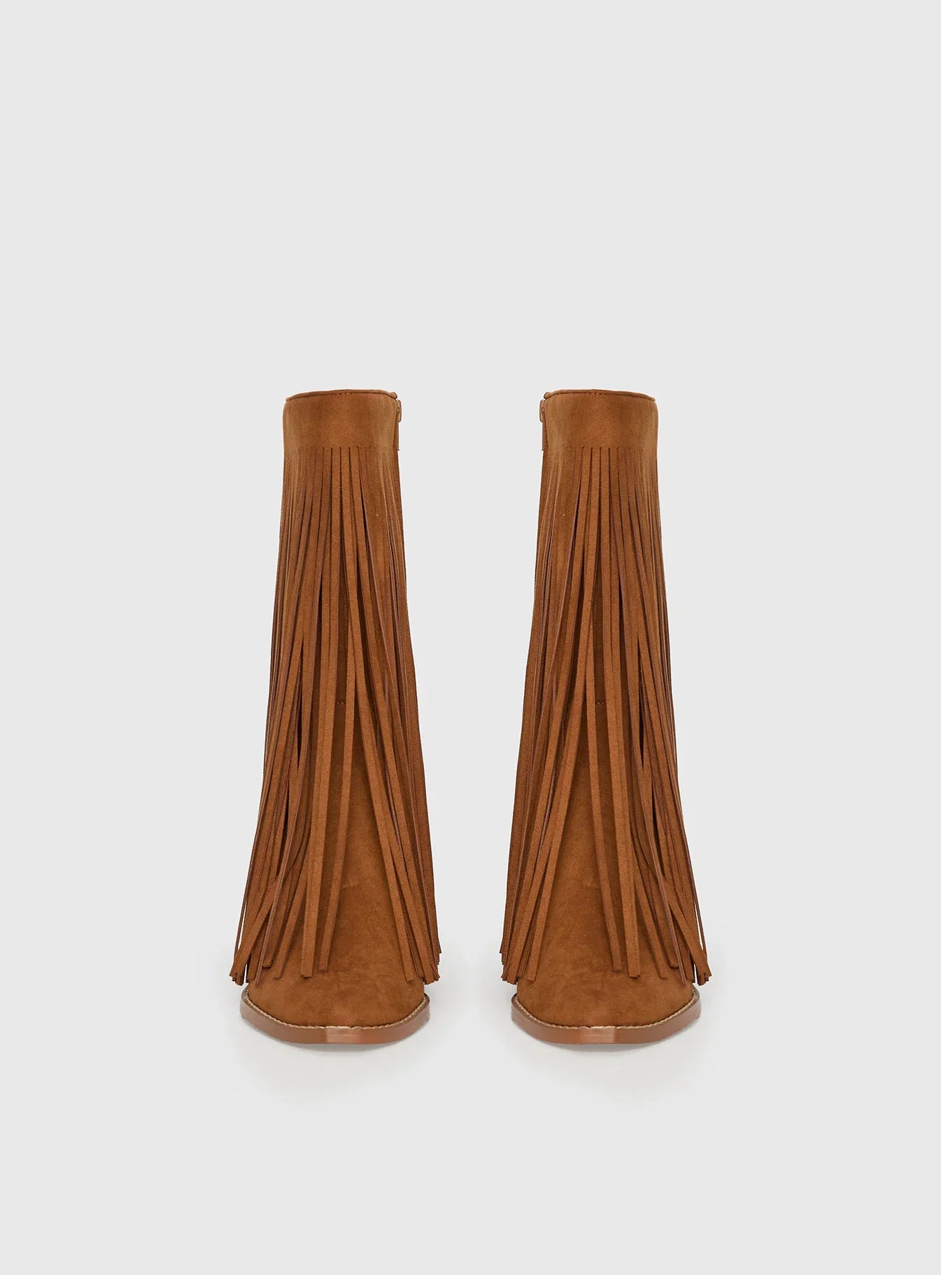 Wild Card Tassel Faux Suede Boots Brown