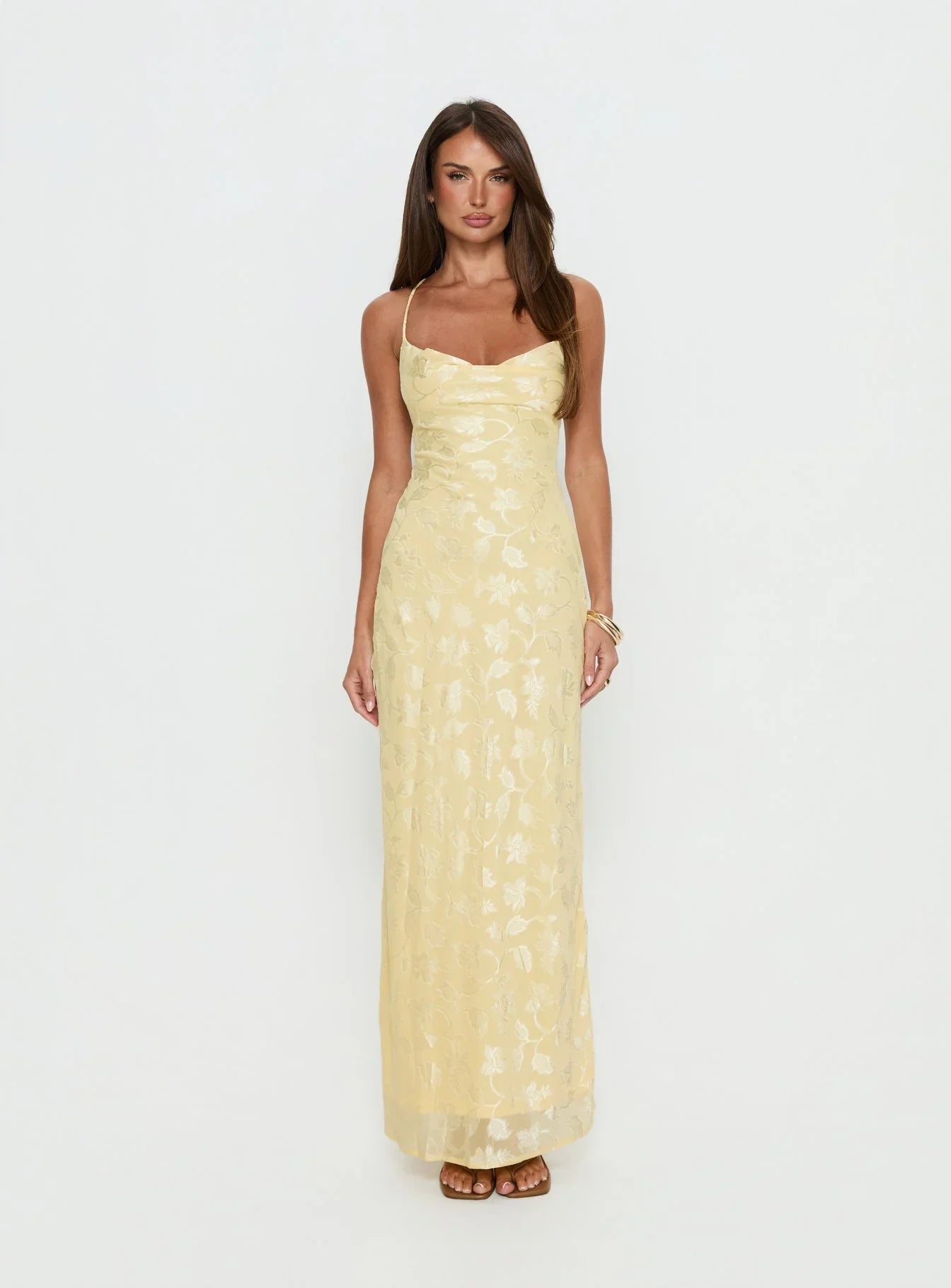 Celena Maxi Dress Lemon Burnout