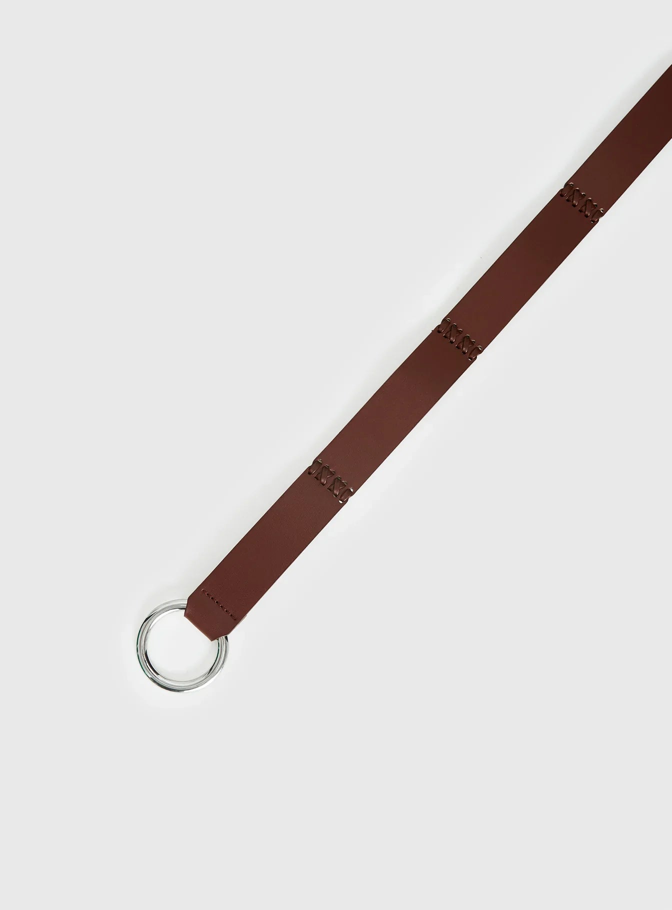 Evera Ring Detail Tassel Belt Brown Silver