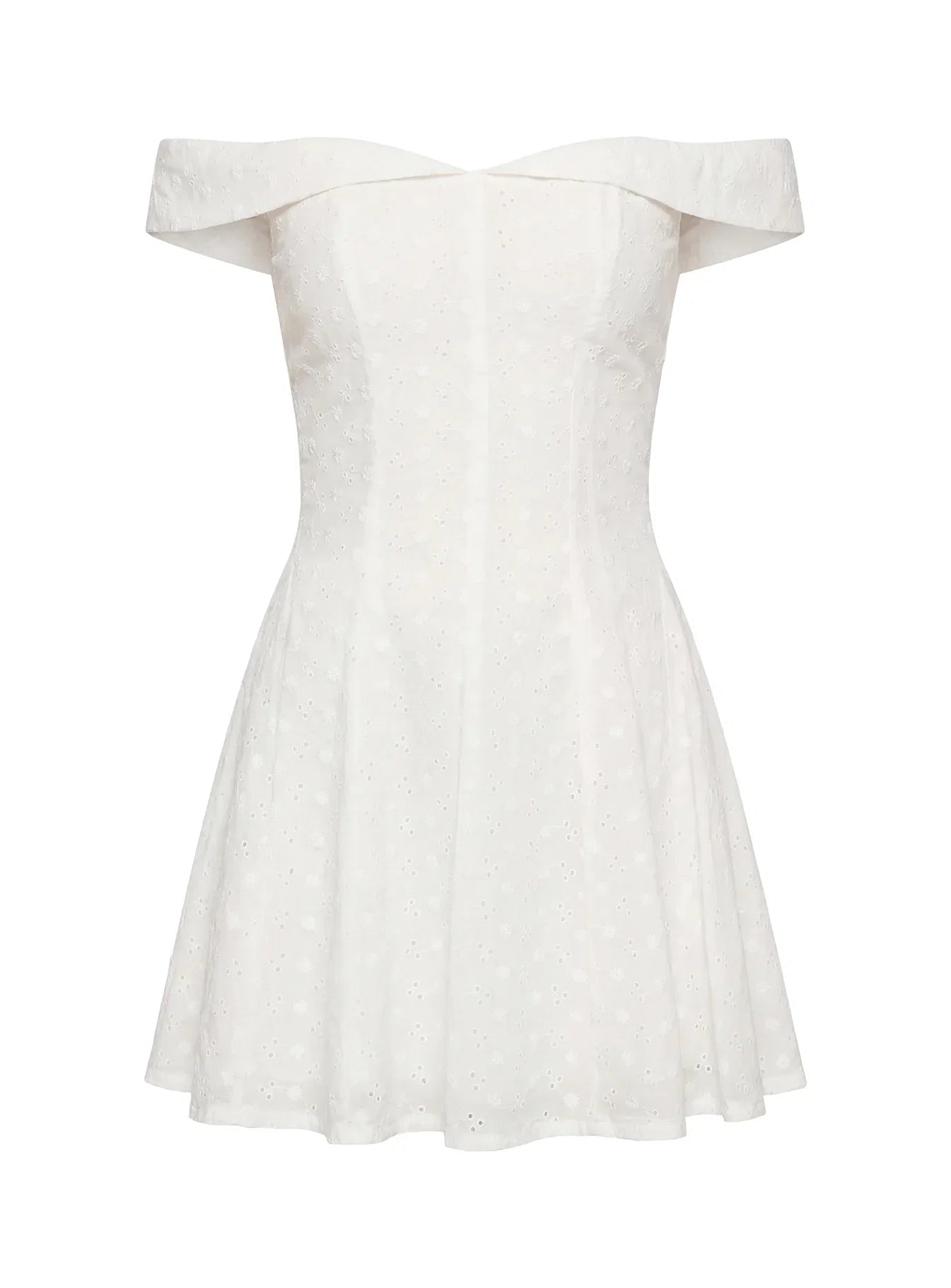 Rosebud Broderie Off The Shoulder Mini Dress White