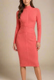 Jane Long Sleeve Bodycon Midi Dress Lipstick Red