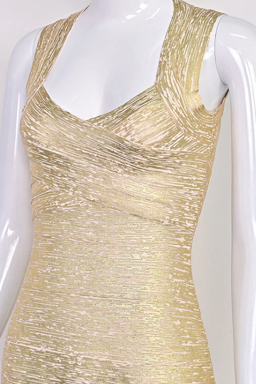 Ciara Bandage Mini Dress Gold Sale