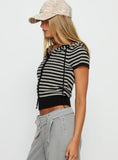 Kahlee Zip Through Hoodie Grey Black Stripe
