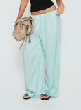 Salona Satin Straight Leg Pants Jelly Mint