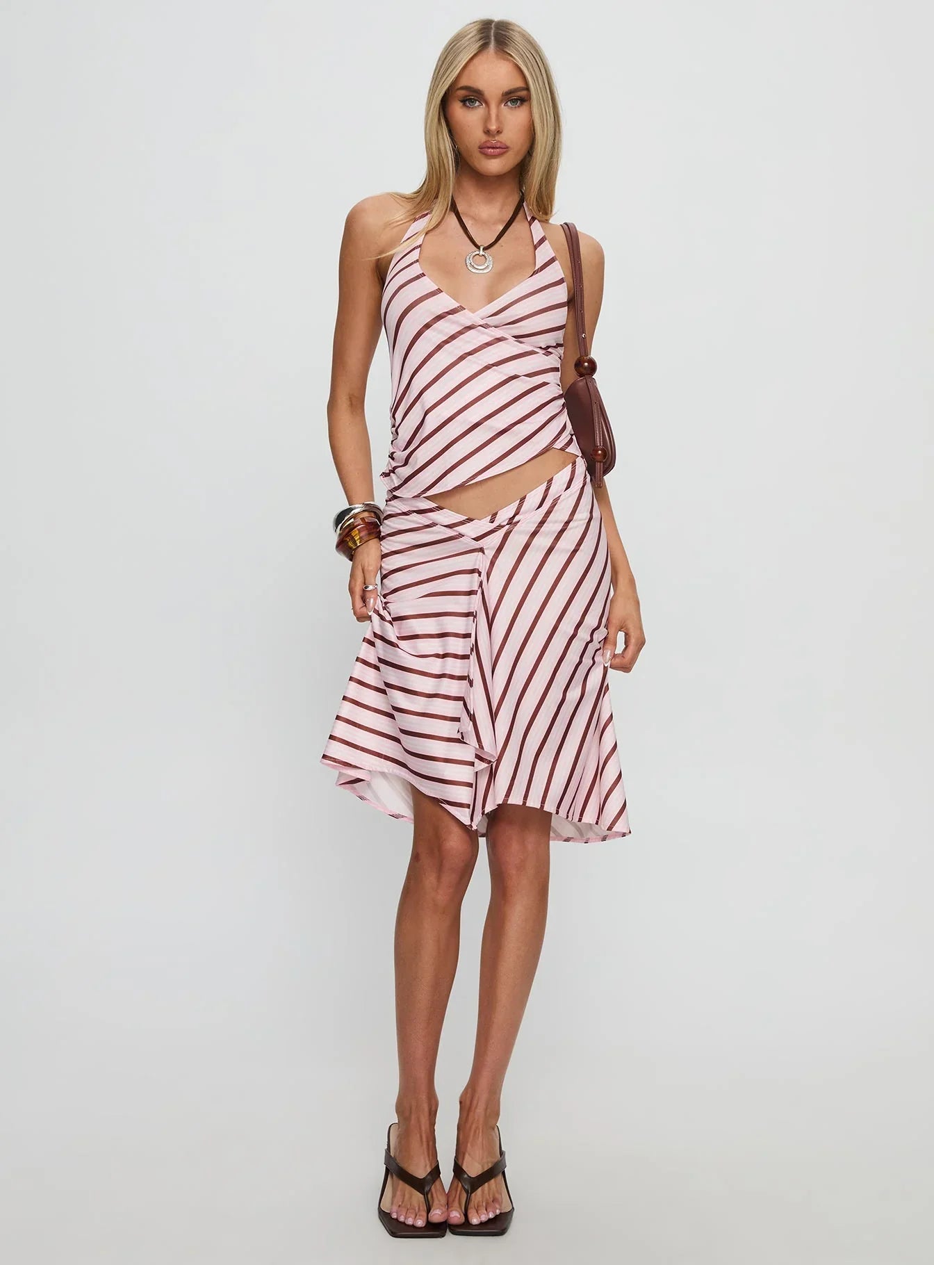 Fayez Top Diagonal Pink Stripe
