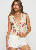 Grazia Vest Top Cream Red