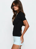 Happened One Night Keyhole Blouse Top Black