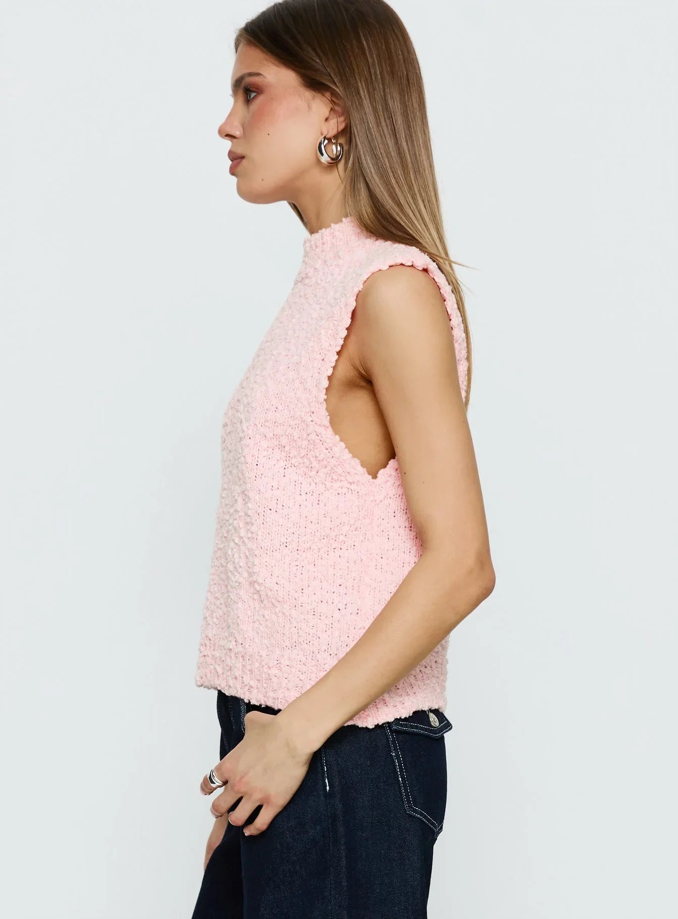 Lanette High Neck Sleeveless Top Soft Pink