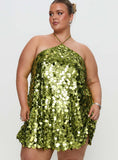 Fluorescents Halter Mini Dress Green Curve