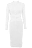 Jane Long Sleeve Bodycon Midi Dress White Pearl Sale