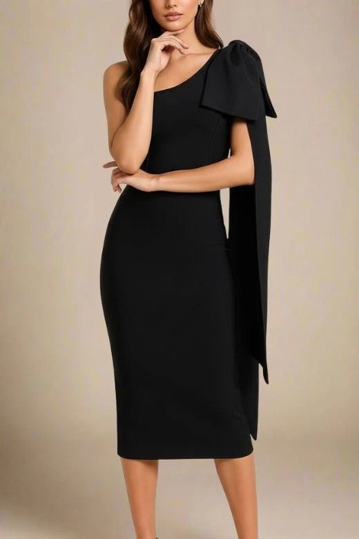 Lela Long Sleeve Bandage Midi Dress Classic Black
