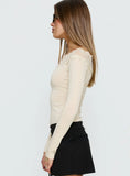 Breiann Lace Off Shoulder Long Sleeve Top Butter