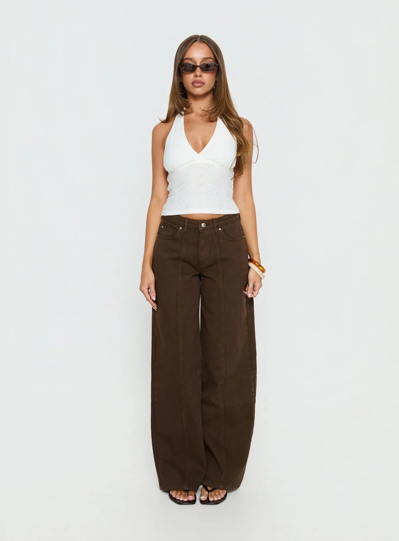 Lando Low Rise Straight Leg Jeans Chocolate