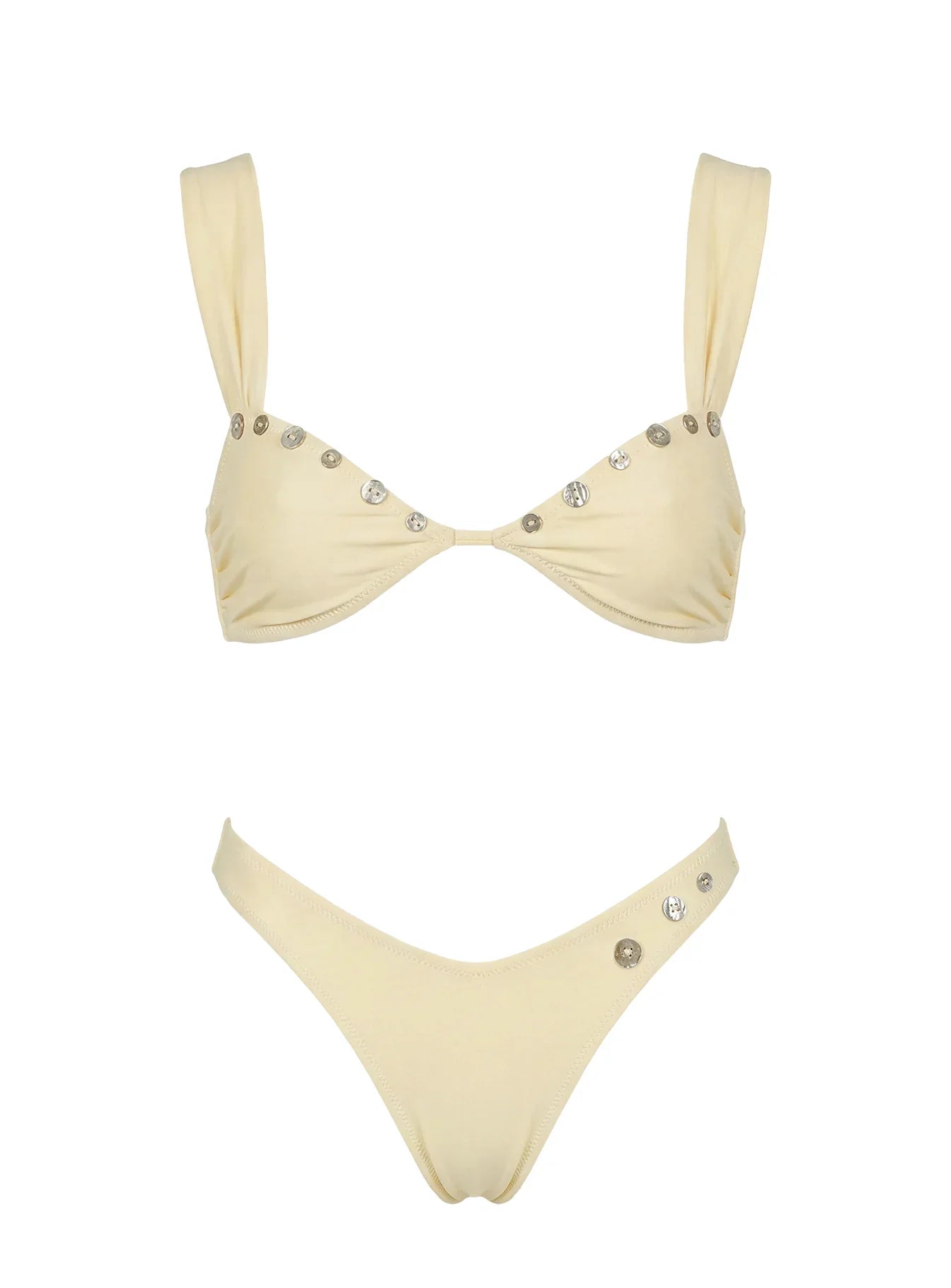 Sunset Club Shell Detail Bikini Top Cream