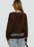 Yarnia V Neck Jumper Brown Blue