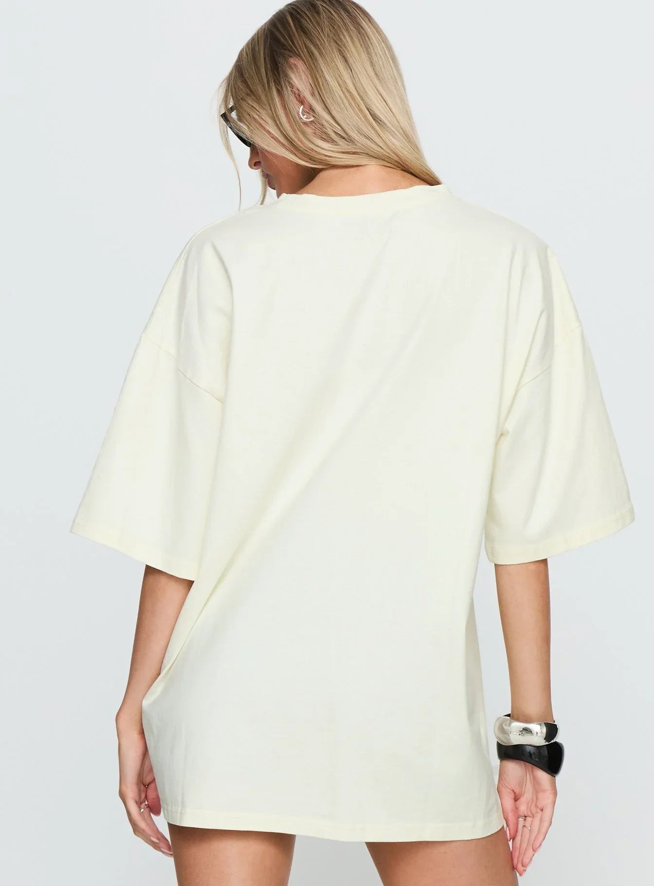 Under The Sun Oversized Graphic Tee Washed Cream