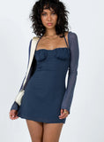 Dyer Sheer Sleeve Mini Dress Navy