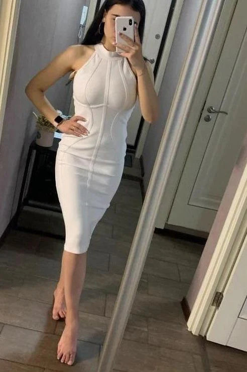 Lea Bandage Midi Dress White Pearl Sale