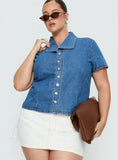Ellix Button Up Top Blue Denim Curve