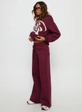 Princess Polly Stargirl Wide Leg Sweat Pants Burgundy