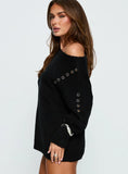 Esenia Eyelet Detail Knit Sweater Black Silver