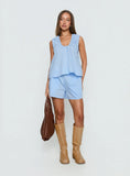 Carambola Ruched Sleeveless Top Blue