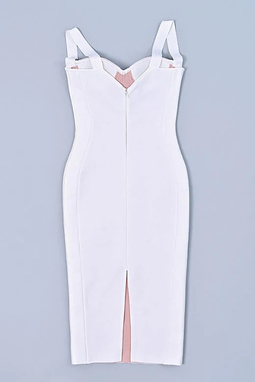 Marilyn Bodycon Wrap Midi Dress White Pearl