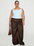 Baseline Square Neck Rib Tank Top Light Blue Curve