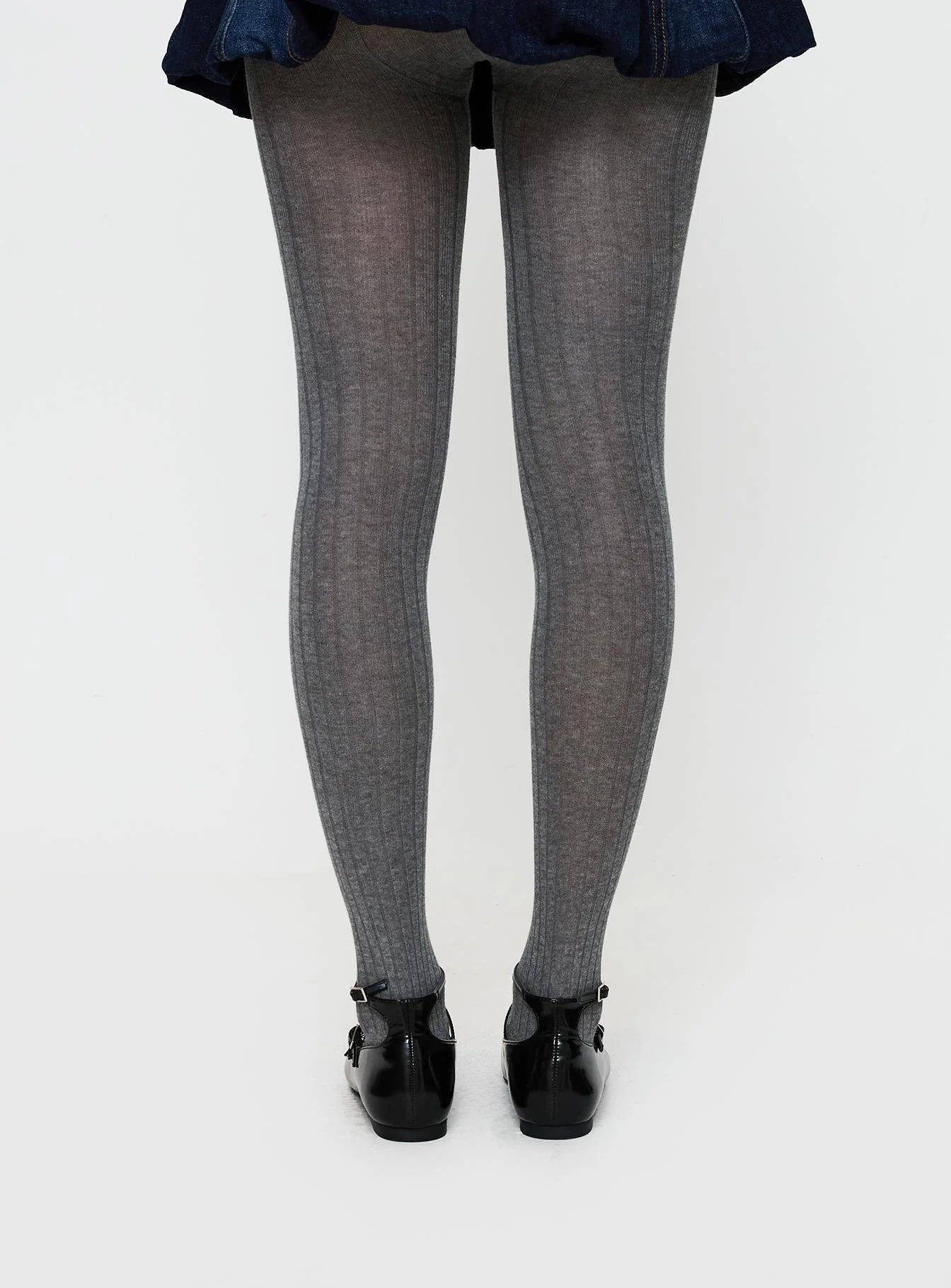 Flashback Ribbed Stockings Grey