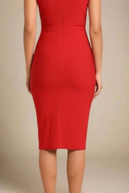 Ash Bandage Dress Lipstick Red