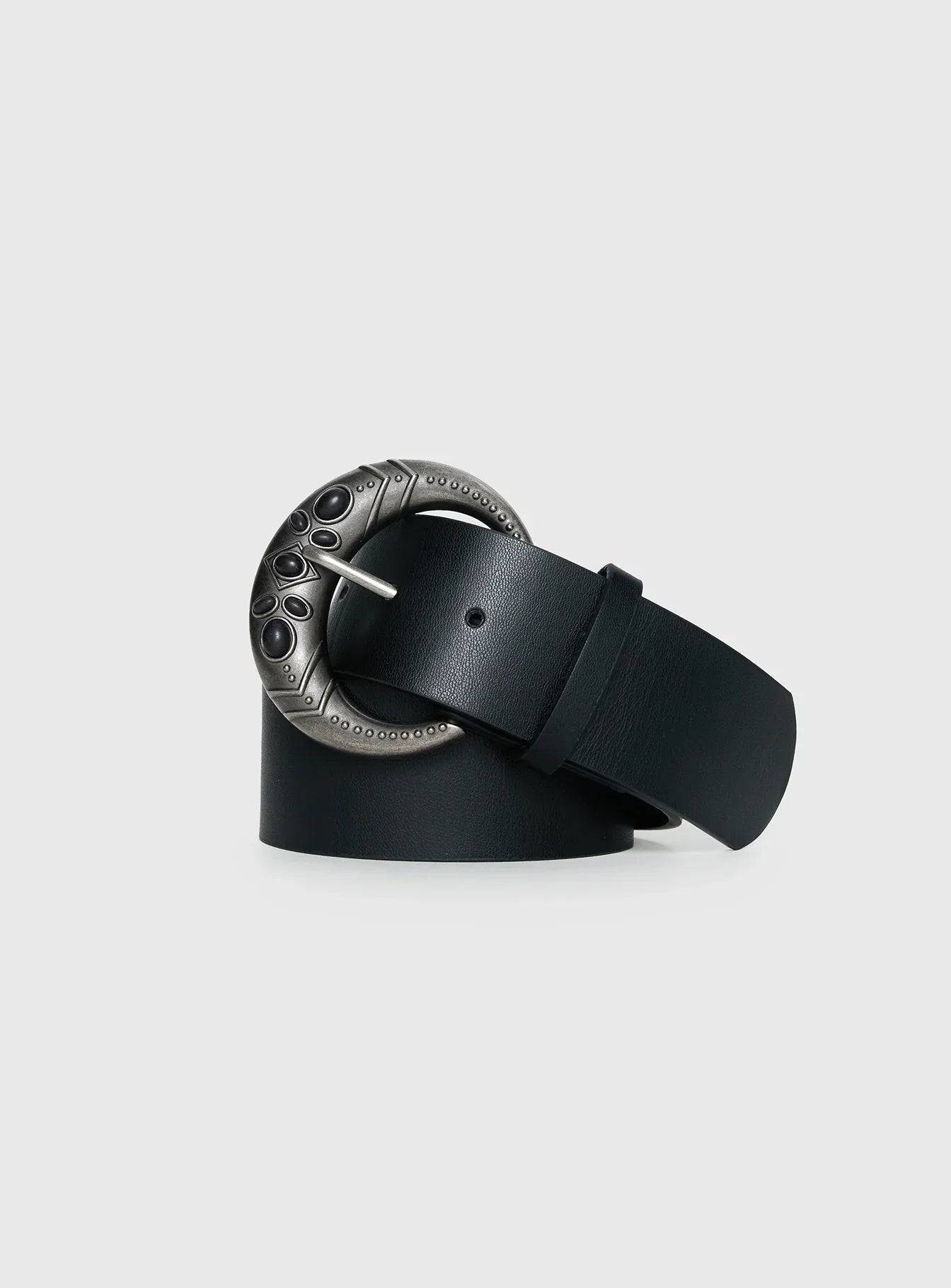 Emlynn Faux Leather Belt Black Silver