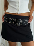 Wanna Find Out Faux Leather Belt Black Silver