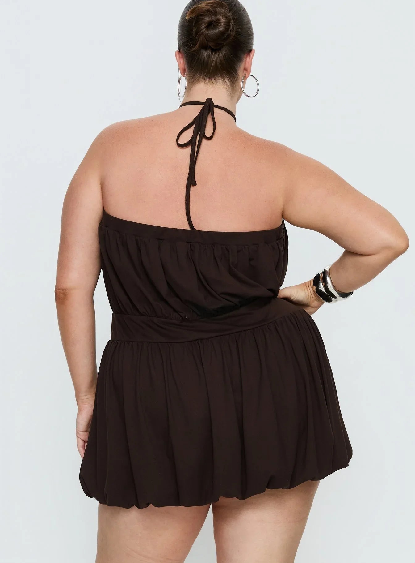 Sunnee Eyelet Detail Playsuit Brown Curve