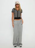 Kahlee Zip Through Hoodie Grey Black Stripe