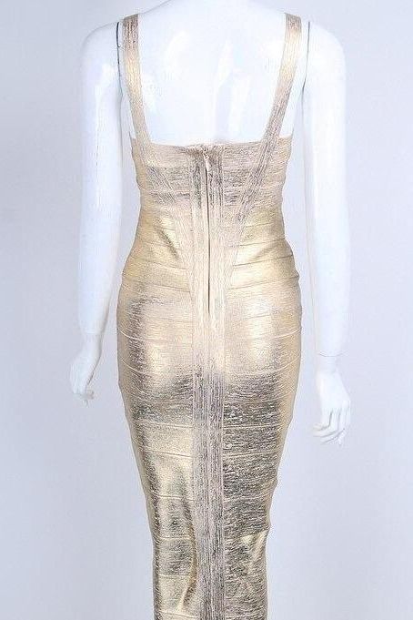 Heidi Bandage Midi Dress Gold Sale