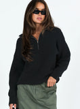 Ferry Zip Front Sweater Black Lower Impact