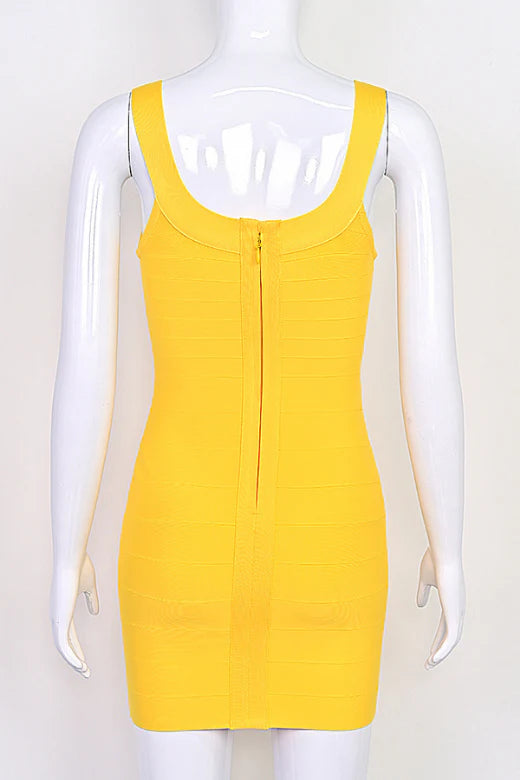 Cindy Bandage Mini Dress Mustard Yellow