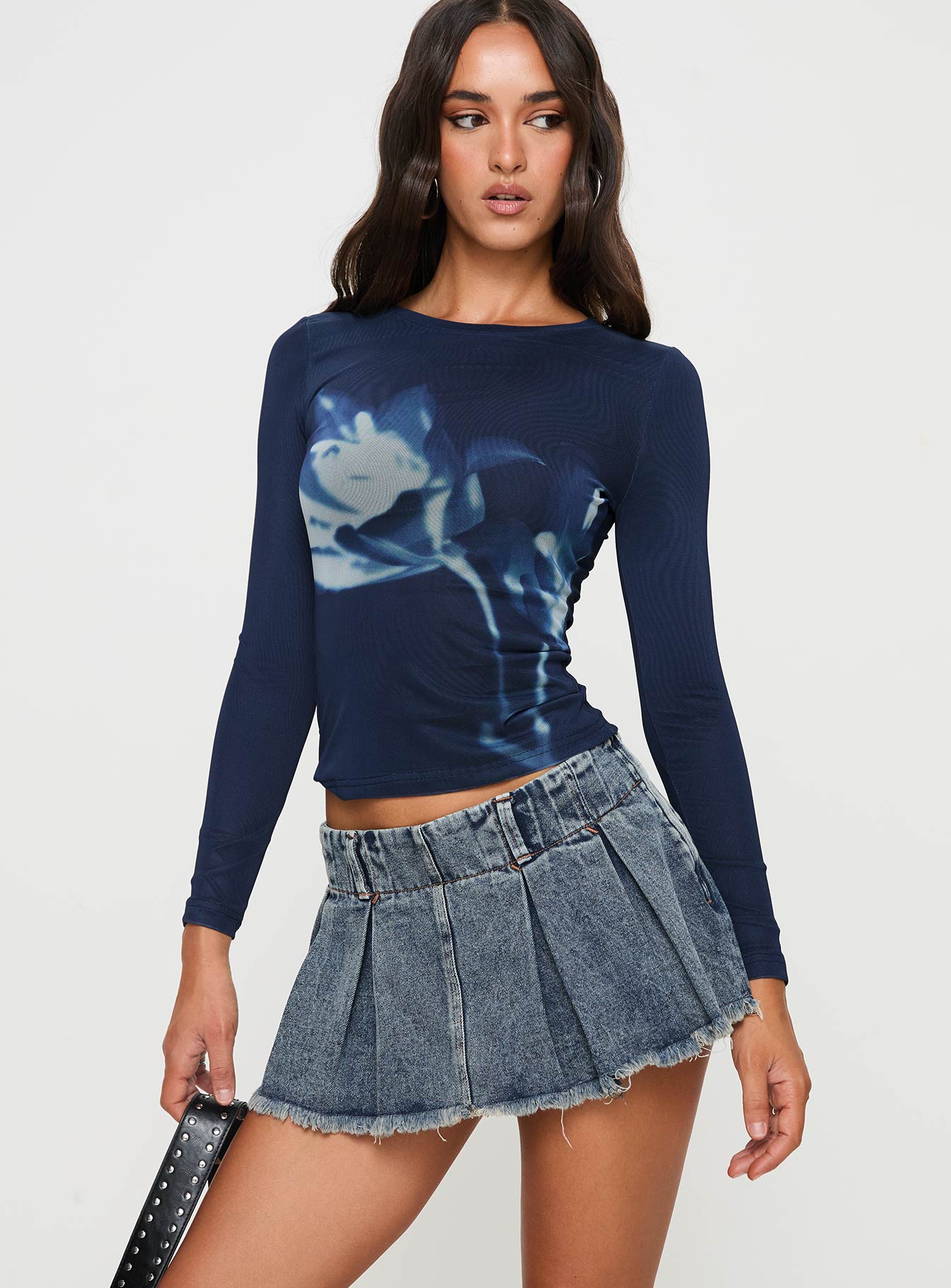 Allure 90s Mini Skort Faded Denim