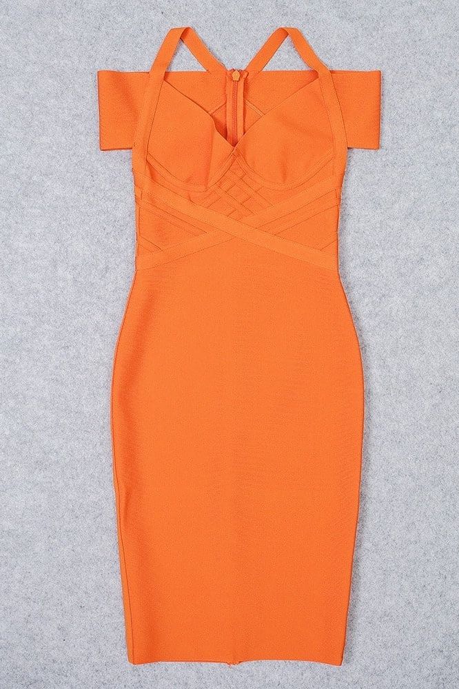 Leo Bandage Midi Dress Apricot Orange Sale