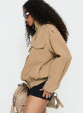 Double Life Funnel Neck Cargo Jacket Beige