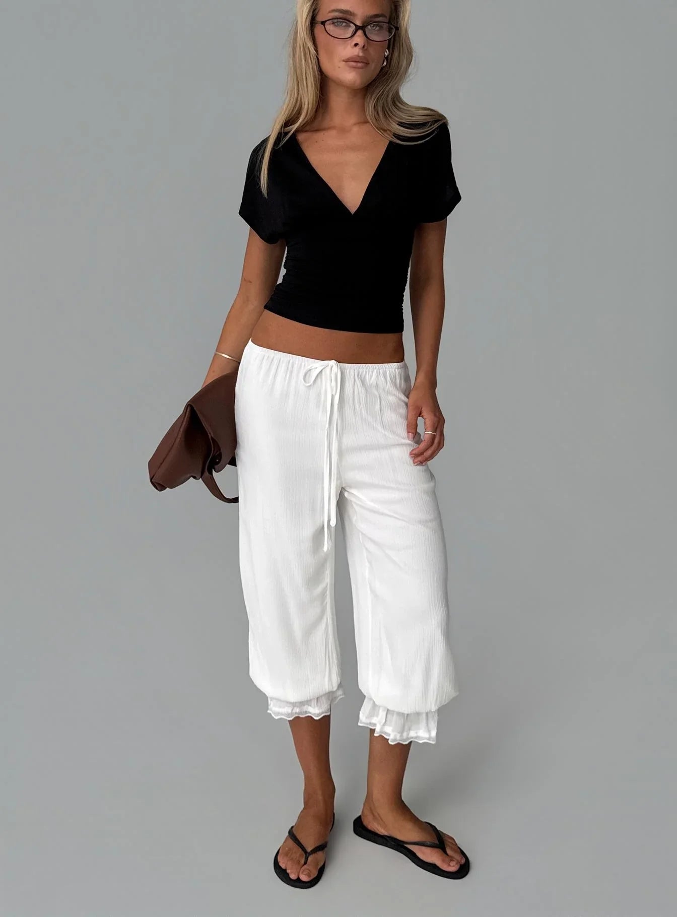 Basma Bloomer Trouser Pants Rayon White