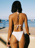 Jenner Triangle Bikini Top White Black