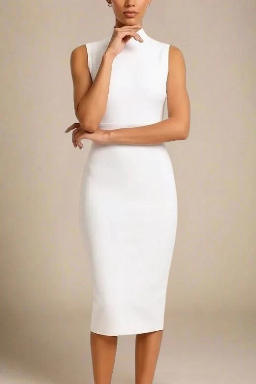 Grace Bandage Midi Dress White Pearl