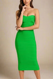Aaliyah Bandage Midi Dress Neon Green