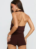 Kimbery Halter Wrap Top Brown